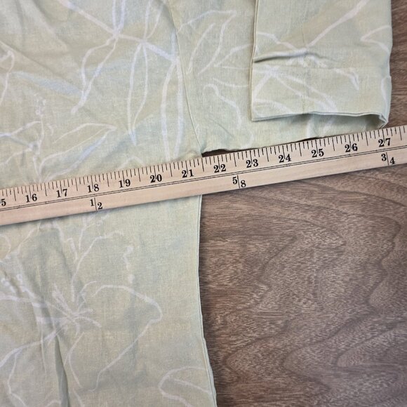🔴 Charlie Holiday Shirt Linen Blend Womens Small Green Casual Oversized Floral - Picture 13 of 16